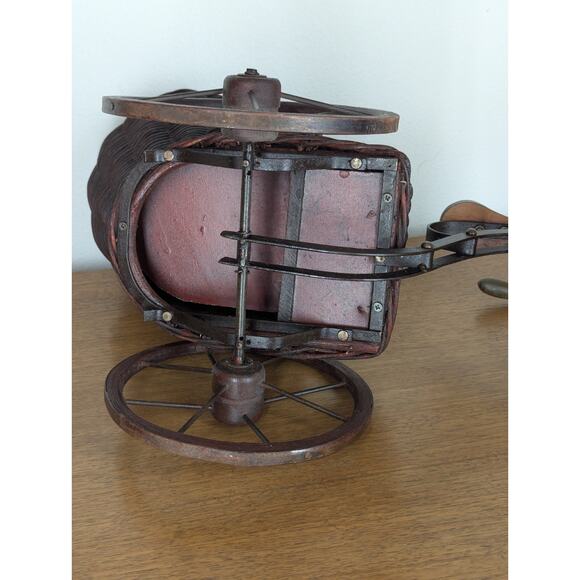 Vintage Wooden & Metal Miniature Doll Tricycle Rickshaw Wicker Seat 12" x 22" - Picture 16 of 16